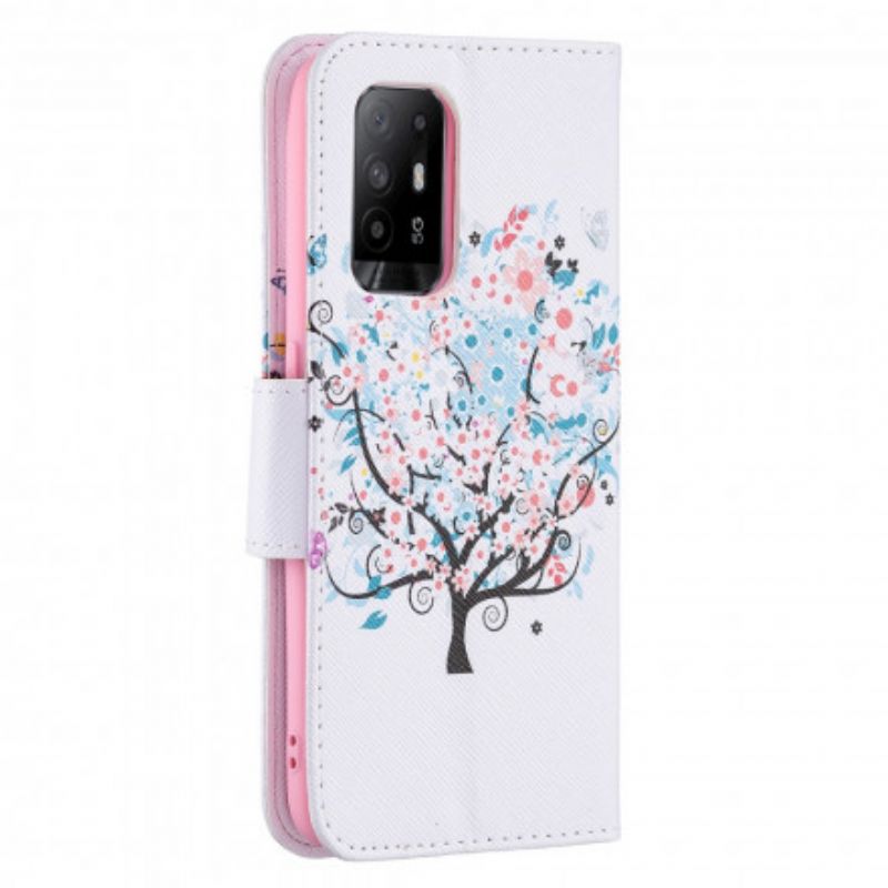 Flip Cover Til Oppo A94 5g Blomstret Træ