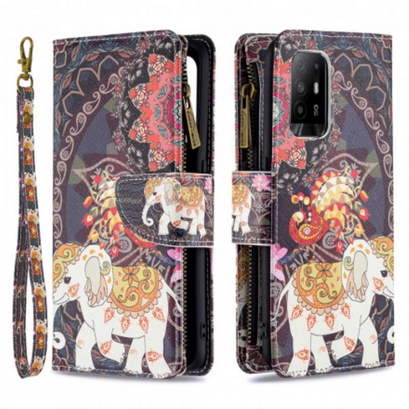 Flip Cover Til Oppo A94 5g Elefant-lynlåslomme