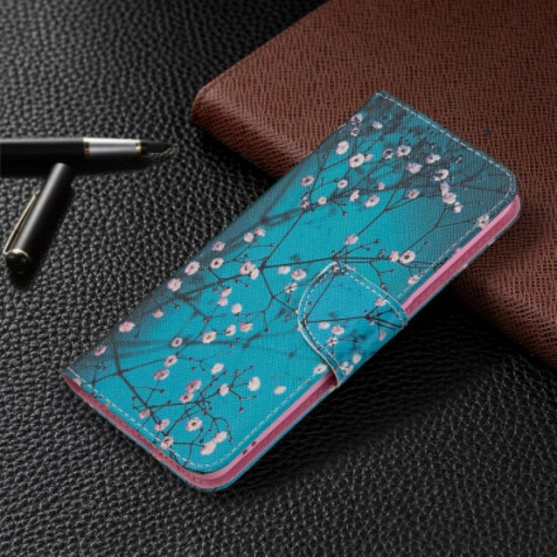 Læder Cover Oppo A94 5g Telefon Etui Blomstrende Grene