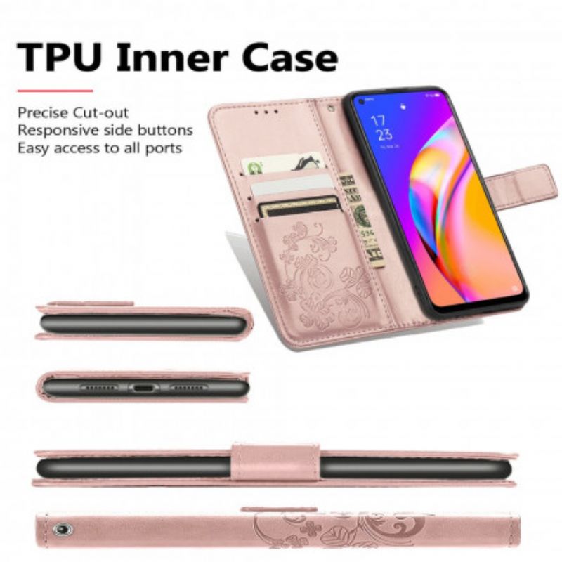 Læder Cover Oppo A94 5g Telefon Etui Firkløver