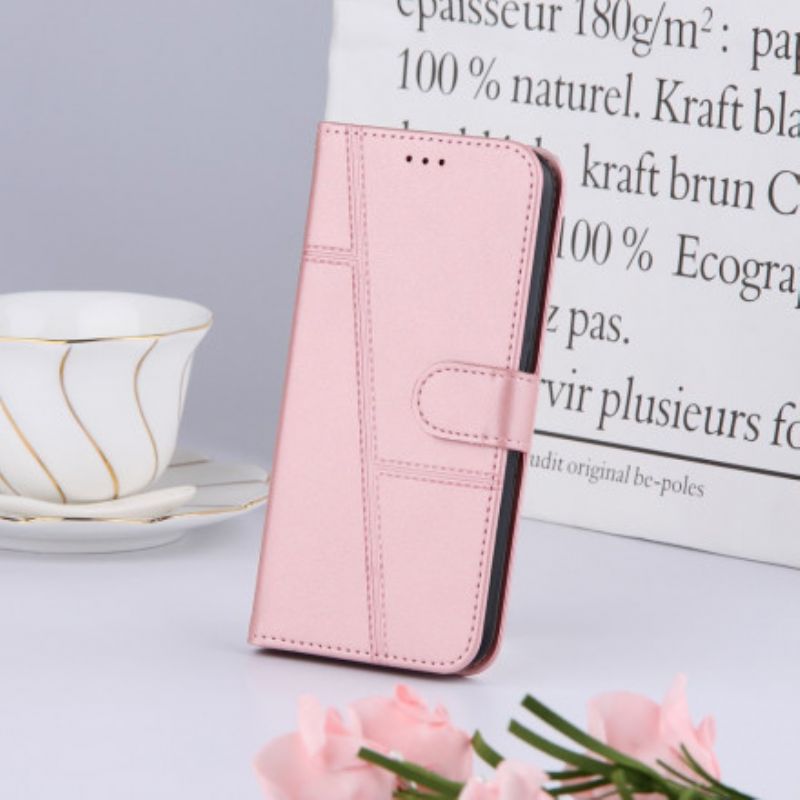 Læder Cover Oppo A94 5g Telefon Etui Geo Lædereffektstrop