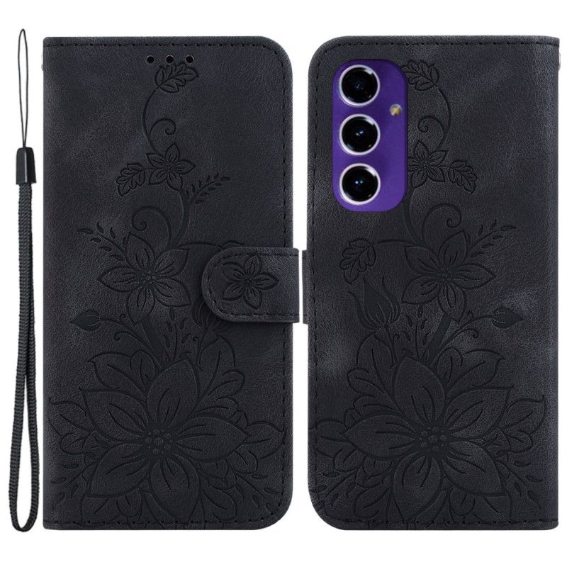 Flip Cover Samsung Galaxy S24 Fe Blomstret Ruskindseffekt