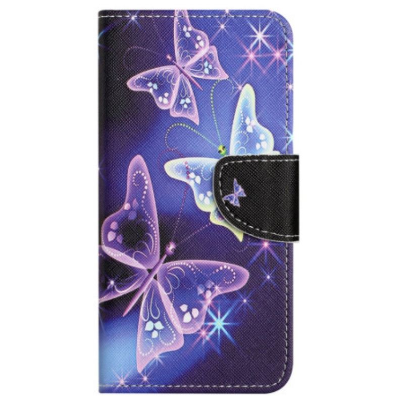 Flip Cover Samsung Galaxy S24 Fe Mousserende Sommerfugle