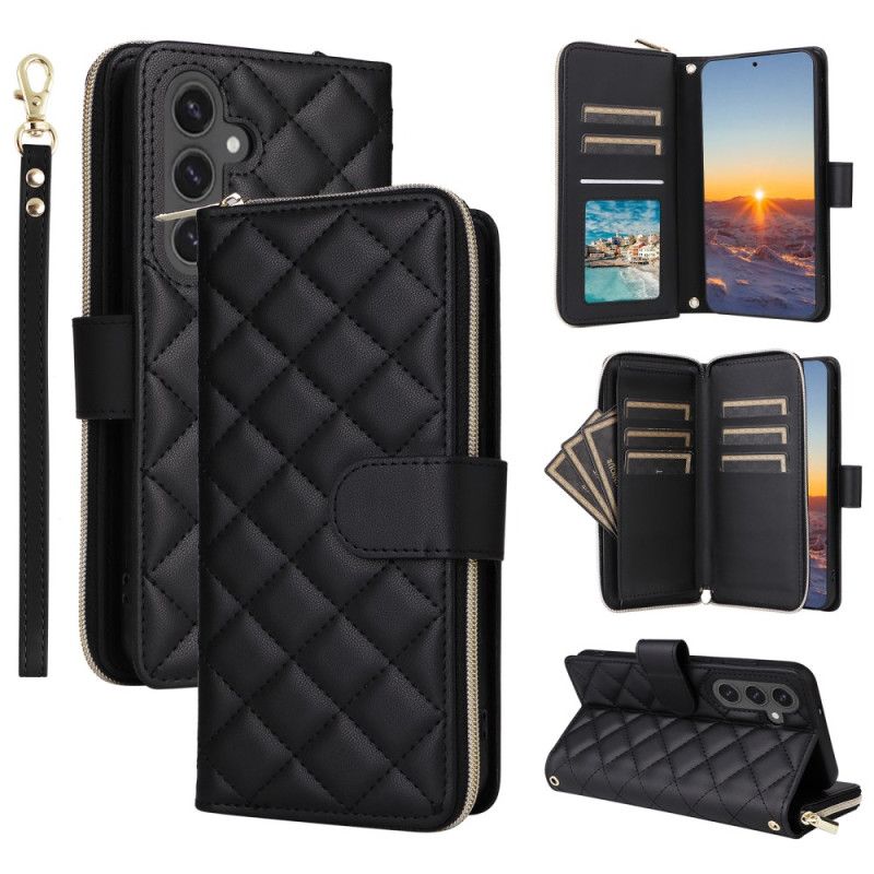 Flip Cover Samsung Galaxy S24 Fe Quiltet Pung Med Skulderrem