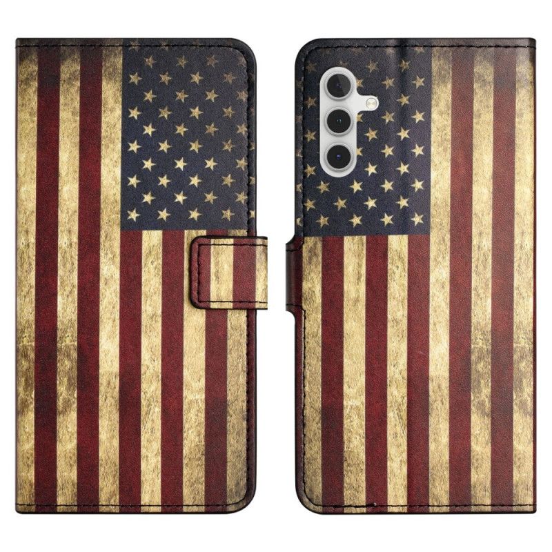 Flip Cover Samsung Galaxy S24 Fe Vintage Amerikansk Flag