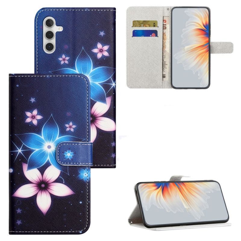 Flip Cover Til Samsung Galaxy S24 Fe Måneblomster Med Rem