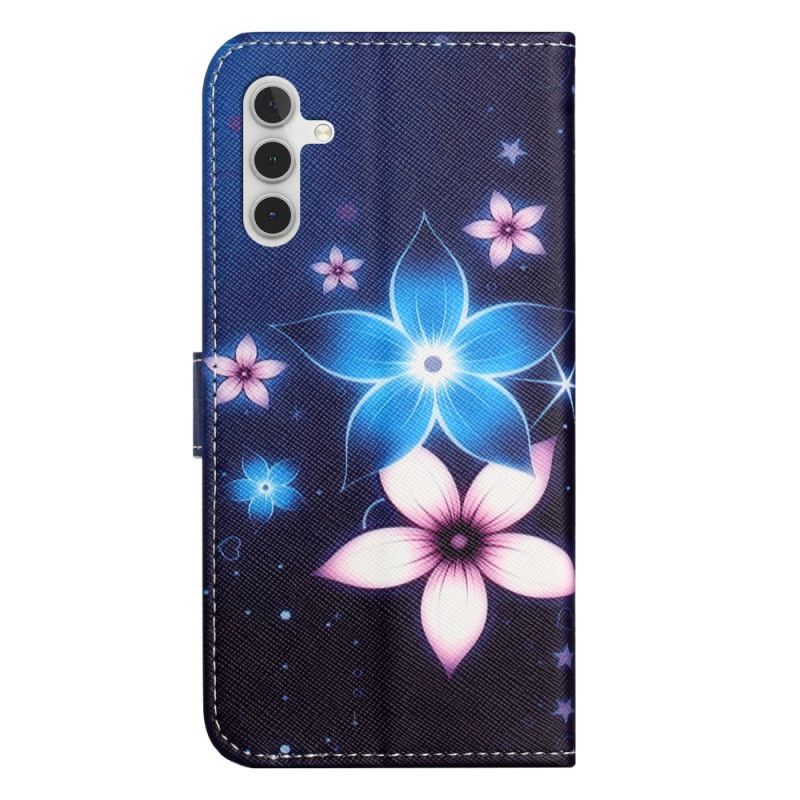 Flip Cover Til Samsung Galaxy S24 Fe Måneblomster Med Rem