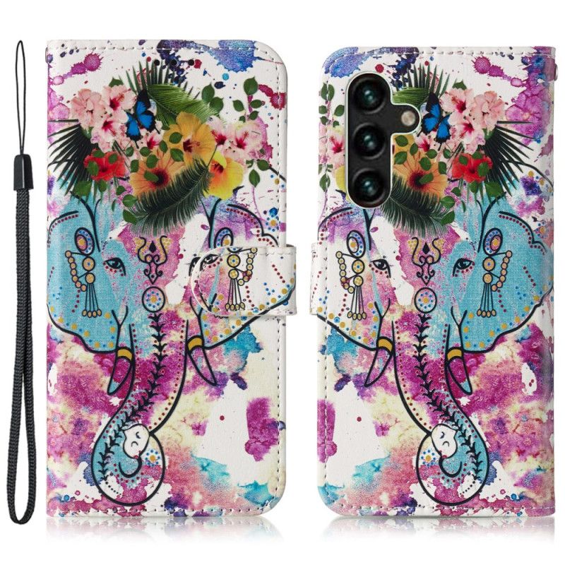 Læder Cover Samsung Galaxy S24 Fe Blomst Og Elefant