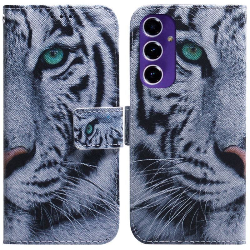 Læder Cover Samsung Galaxy S24 Fe Hvid Tiger