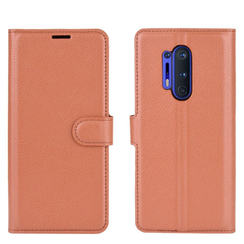 Flip Cover OnePlus 8 Pro Sort Premium Lychee Læder Stil