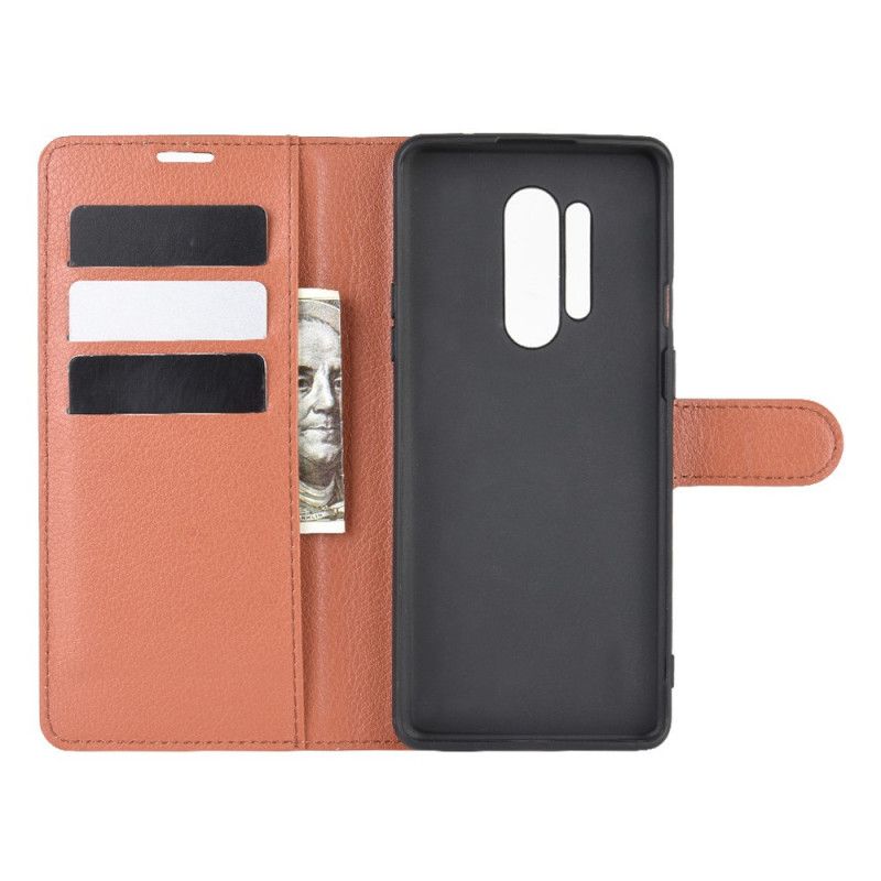 Flip Cover OnePlus 8 Pro Sort Premium Lychee Læder Stil