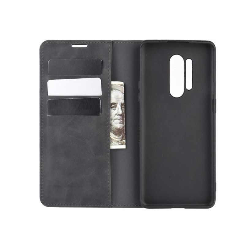 Læder Cover OnePlus 8 Pro Sort Mobilcover Elegant Lædereffekt