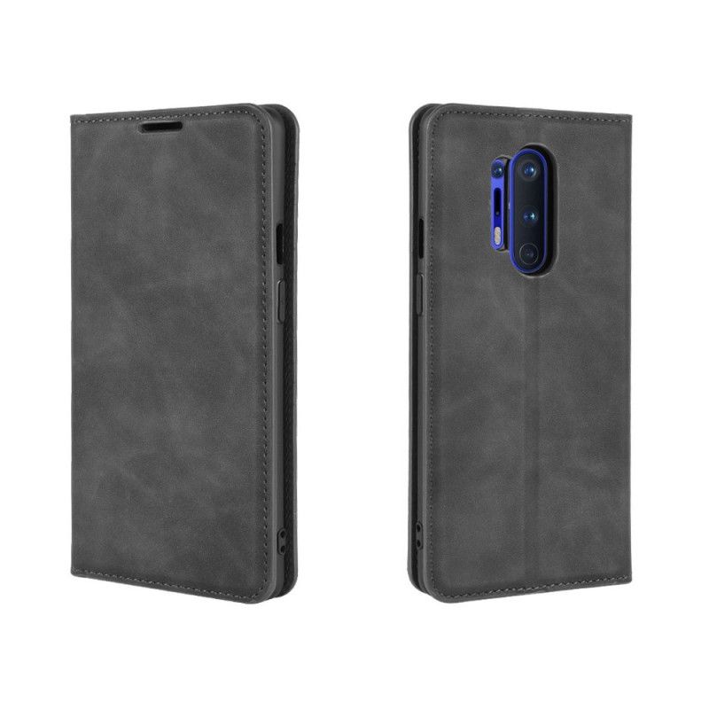 Læder Cover OnePlus 8 Pro Sort Mobilcover Elegant Lædereffekt