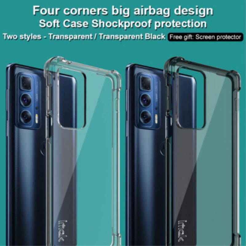 Cover Til Motorola Edge 20 Pro Transparent Med Skærmfilm Imak