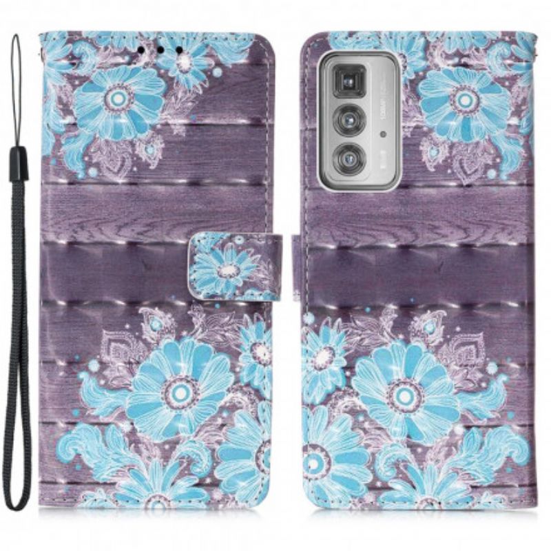 Flip Cover Motorola Edge 20 Pro Blå Blomster