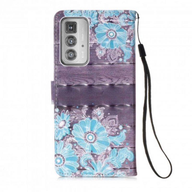 Flip Cover Motorola Edge 20 Pro Blå Blomster