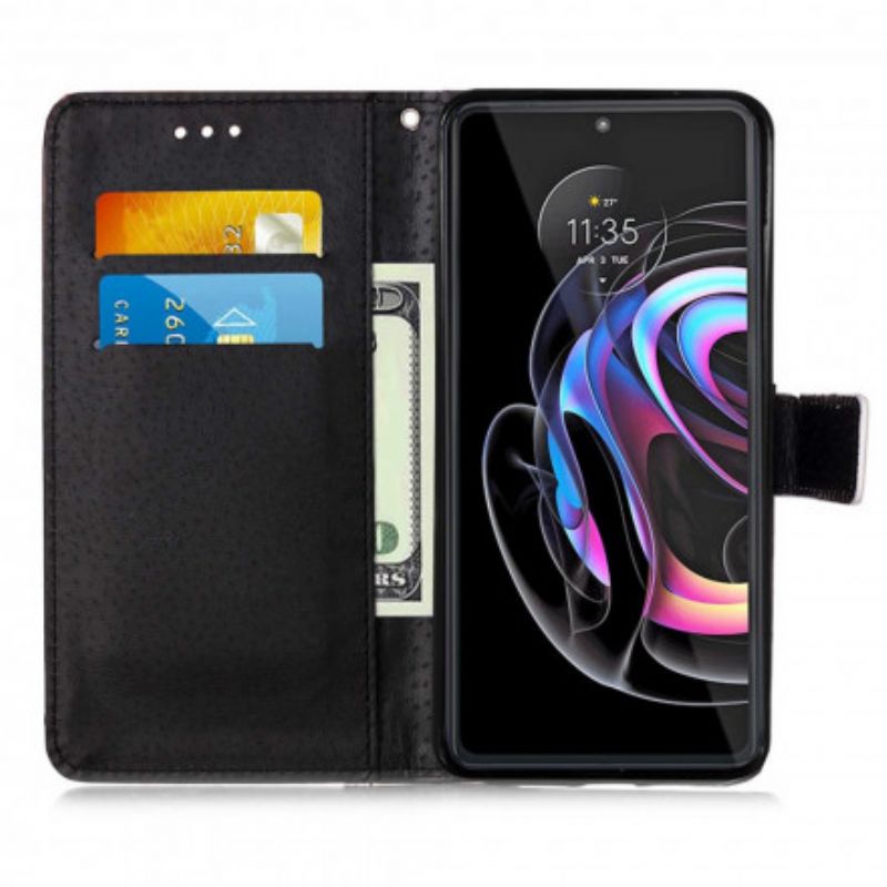 Flip Cover Motorola Edge 20 Pro Gyldne Roser