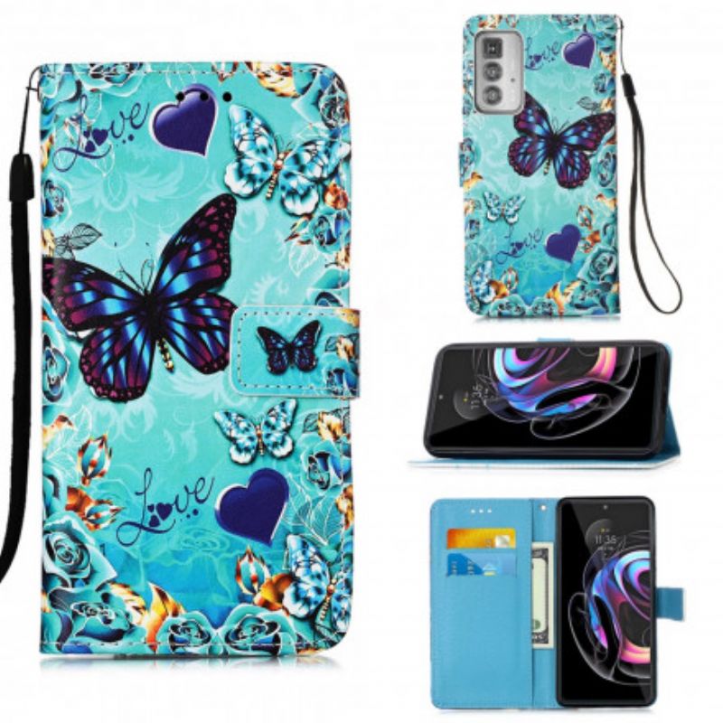 Flip Cover Motorola Edge 20 Pro Love Butterflies Strappy