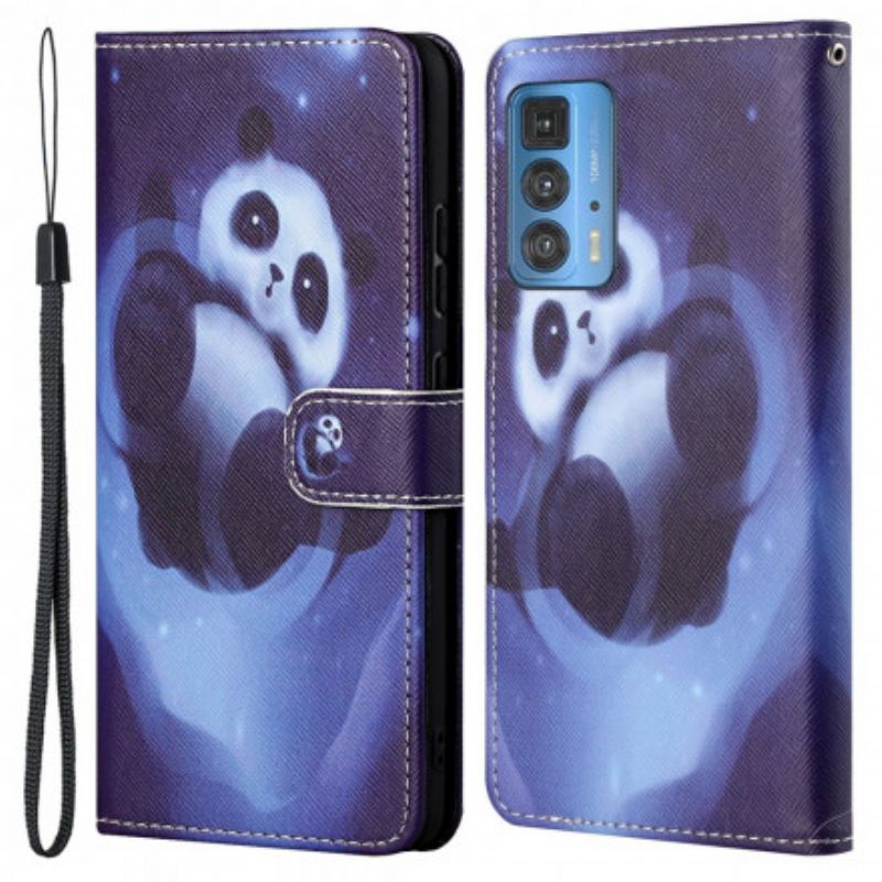 Flip Cover Motorola Edge 20 Pro Panda Space Strappy