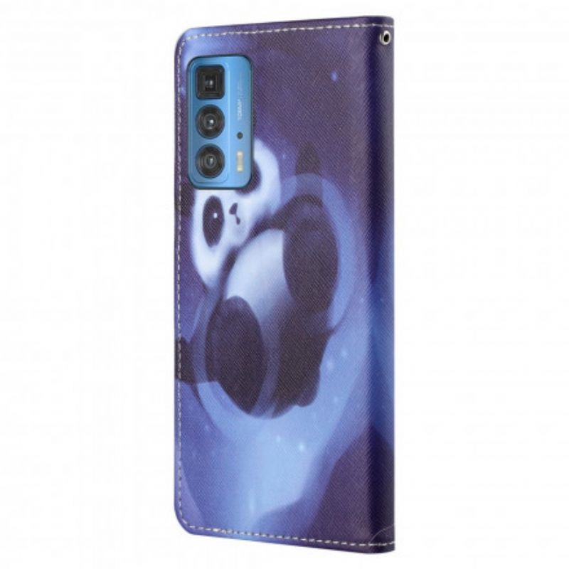 Flip Cover Motorola Edge 20 Pro Panda Space Strappy