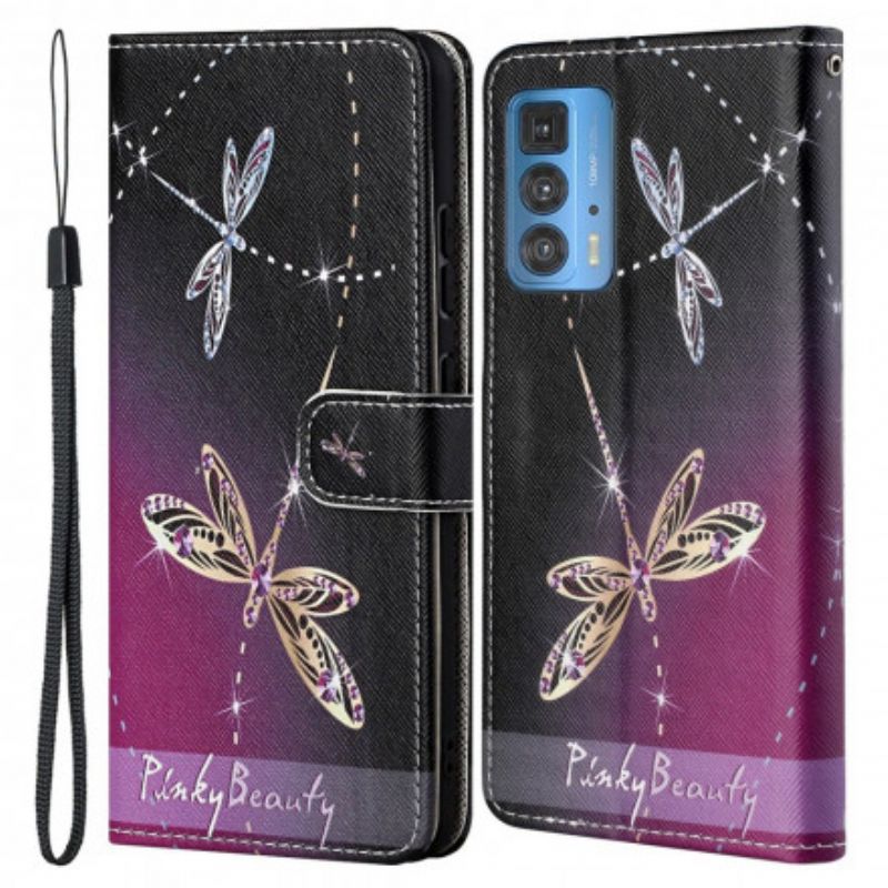 Flip Cover Motorola Edge 20 Pro Thong Dragonflies