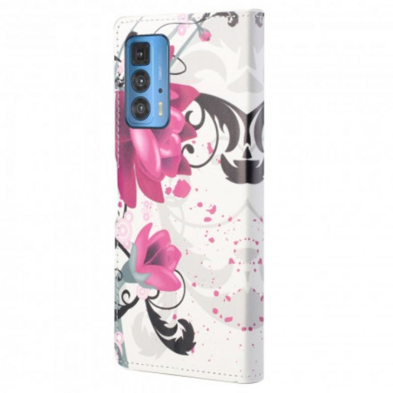 Flip Cover Motorola Edge 20 Pro Tropiske Blomster