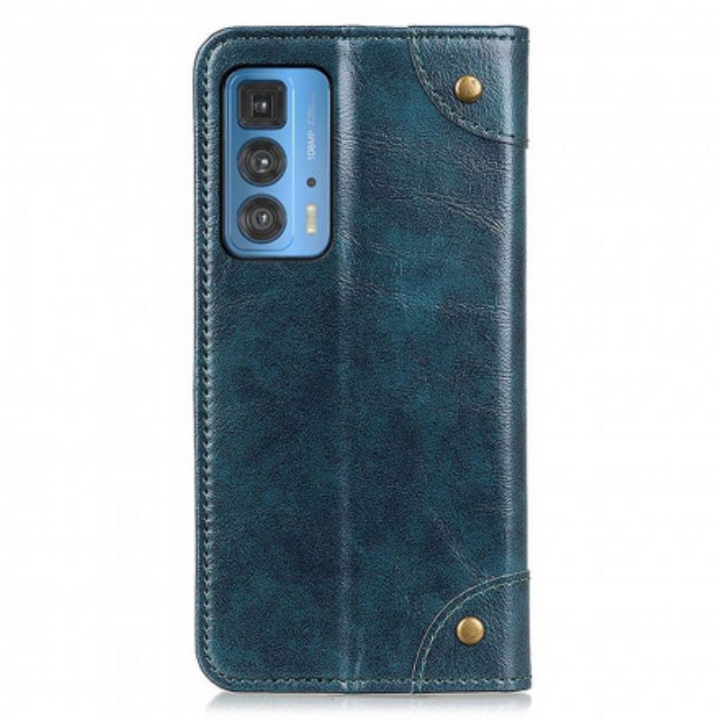 Flip Cover Motorola Edge 20 Pro Vintage Læder Stil Nitter