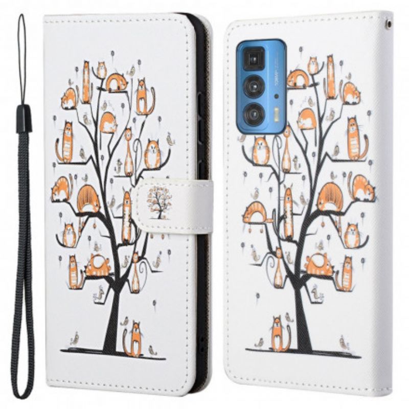 Flip Cover Til Motorola Edge 20 Pro Funky Cats Strappy