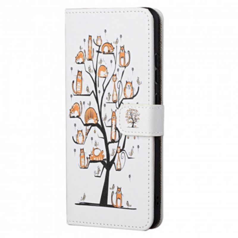 Flip Cover Til Motorola Edge 20 Pro Funky Cats Strappy