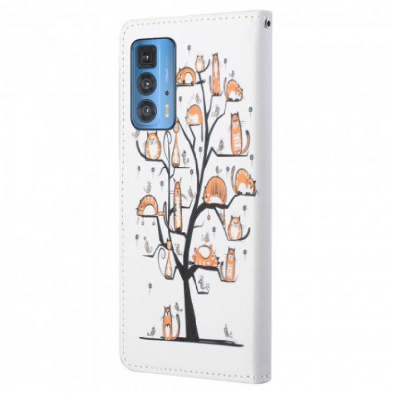 Flip Cover Til Motorola Edge 20 Pro Funky Cats Strappy