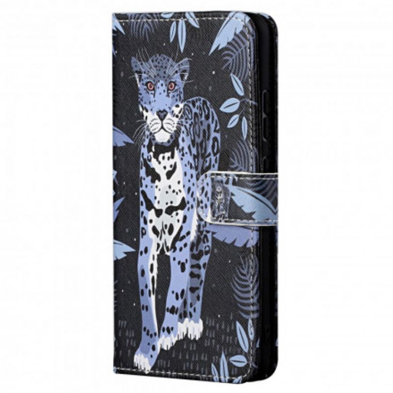 Flip Cover Til Motorola Edge 20 Pro Leopard Strappy