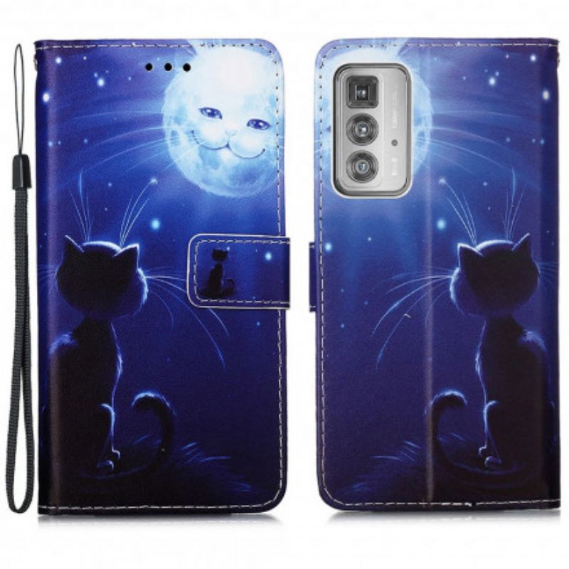 Flip Cover Til Motorola Edge 20 Pro Moonlight Cat