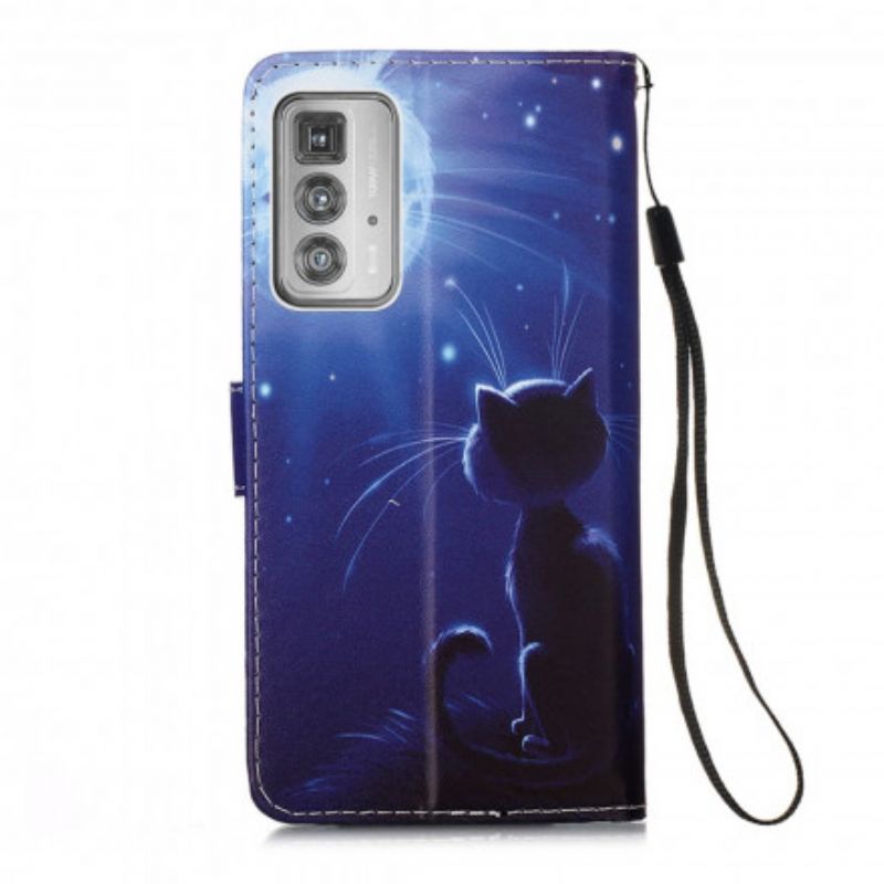 Flip Cover Til Motorola Edge 20 Pro Moonlight Cat