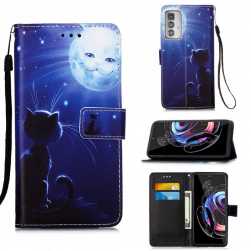 Flip Cover Til Motorola Edge 20 Pro Moonlight Cat