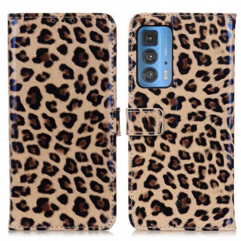 Læder Cover Motorola Edge 20 Pro Telefon Etui Leopard