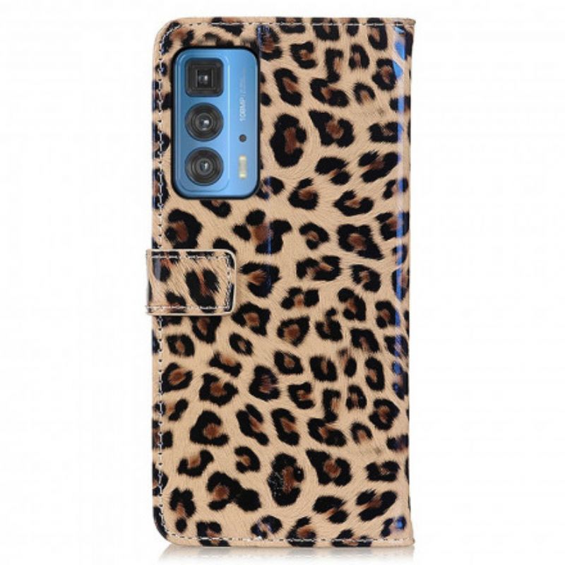 Læder Cover Motorola Edge 20 Pro Telefon Etui Leopard