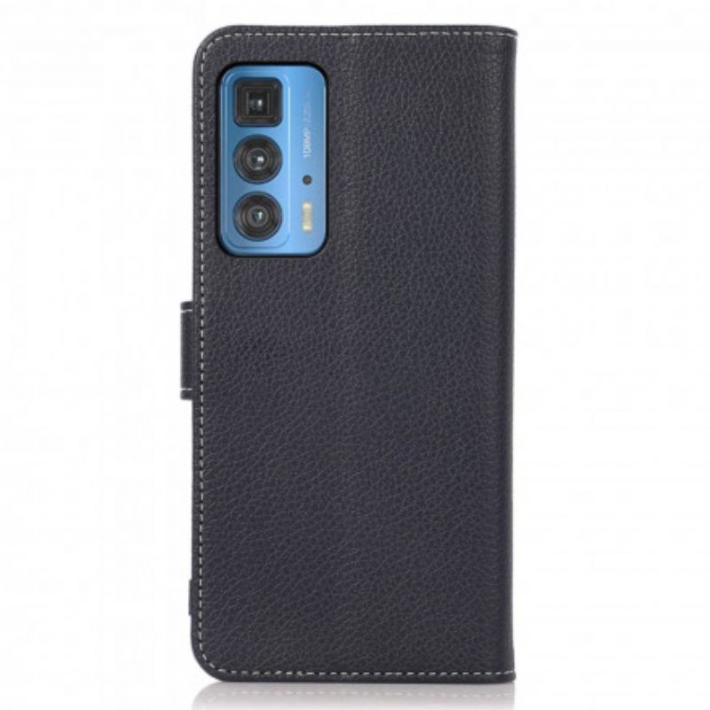 Læder Cover Motorola Edge 20 Pro Telefon Etui Litchi-eksponerede Sømme