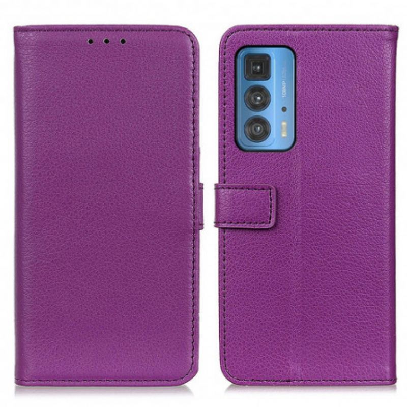 Læder Cover Motorola Edge 20 Pro Telefon Etui Litchi Premium Imiteret Læder