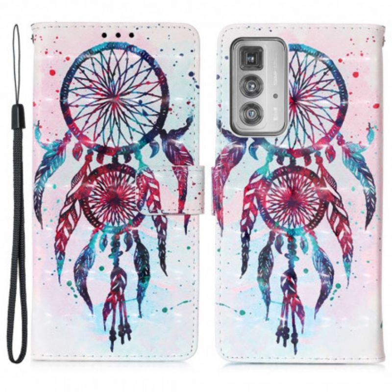 Læder Cover Motorola Edge 20 Pro Telefon Etui Watercolor Dream Catcher