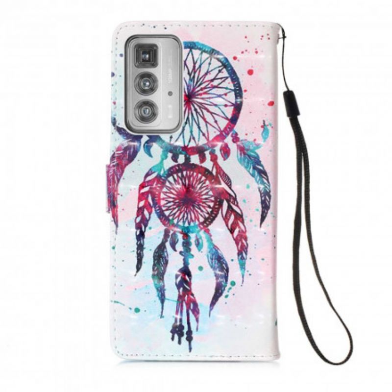 Læder Cover Motorola Edge 20 Pro Telefon Etui Watercolor Dream Catcher