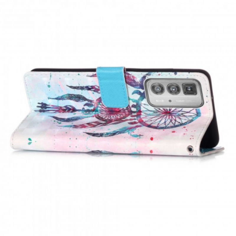 Læder Cover Motorola Edge 20 Pro Telefon Etui Watercolor Dream Catcher