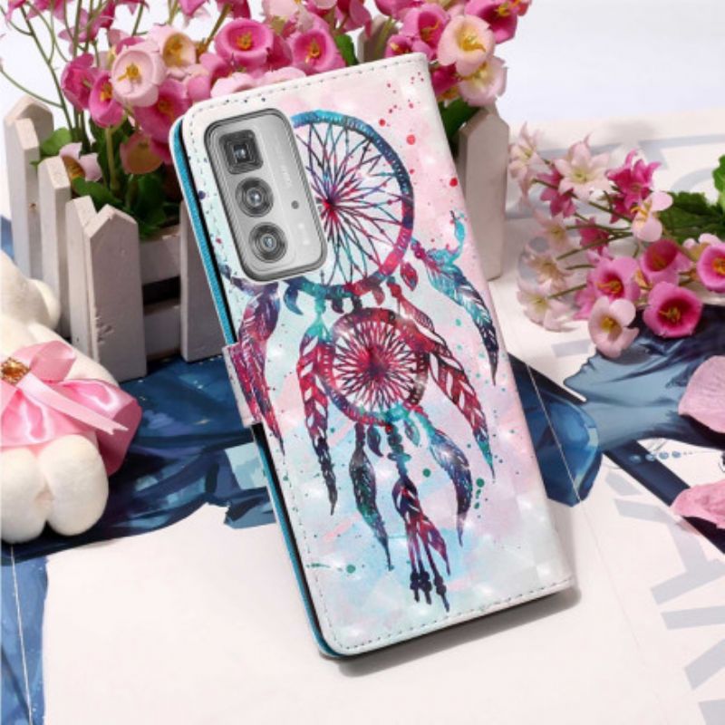 Læder Cover Motorola Edge 20 Pro Telefon Etui Watercolor Dream Catcher