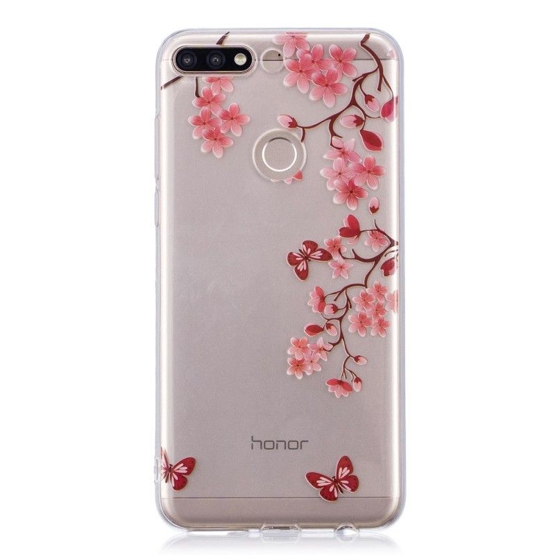 Cover Honor 7C Mobilcover Gennemsigtigt Blomstrende Træ