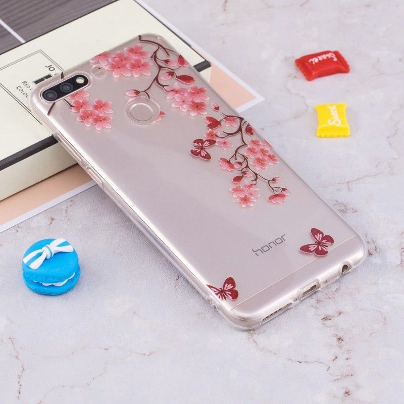 Cover Honor 7C Mobilcover Gennemsigtigt Blomstrende Træ