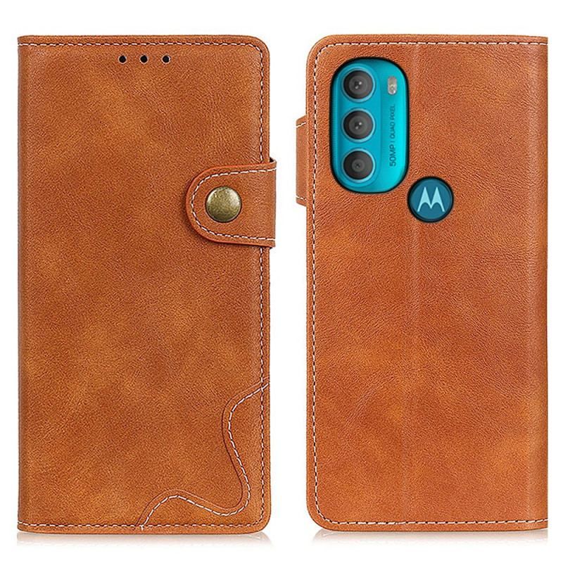 Flip Cover Moto G71 5G Kunstnerisk Syningsknap