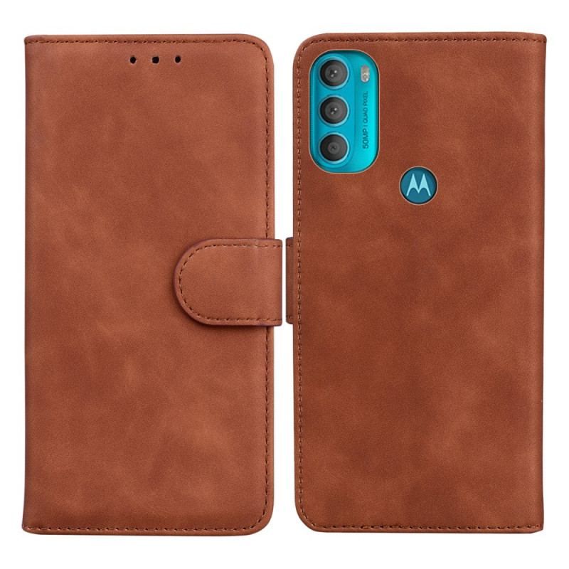 Flip Cover Moto G71 5G Monokrom Lædereffekt