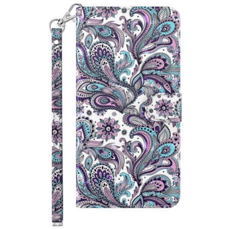 Flip Cover Sony Xperia 5 IV Med Snor Strappy Paisley Mønster