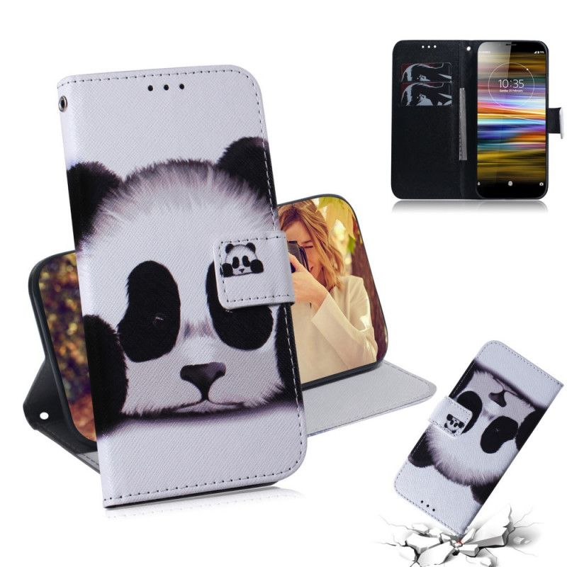 Flip Cover Læder for Sony Xperia L3 Panda Ansigt