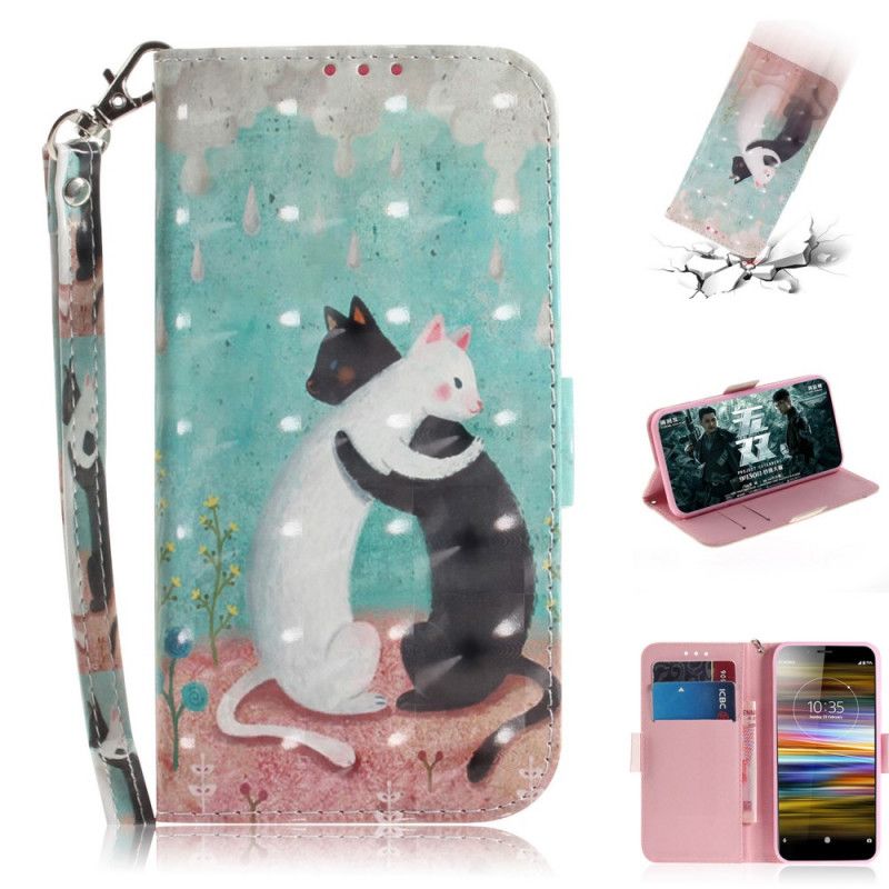 Flip Cover Læder Sony Xperia L3 Thong Cat Friends Beskyttelse