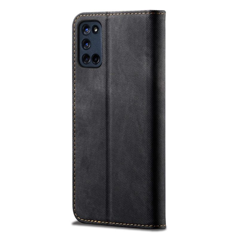 Læder Cover Oppo A72 Sort Jeans I Imiteret Læder